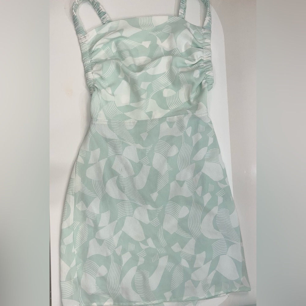 Mint/Light Teal With White Patterned Sundress For… - image 2